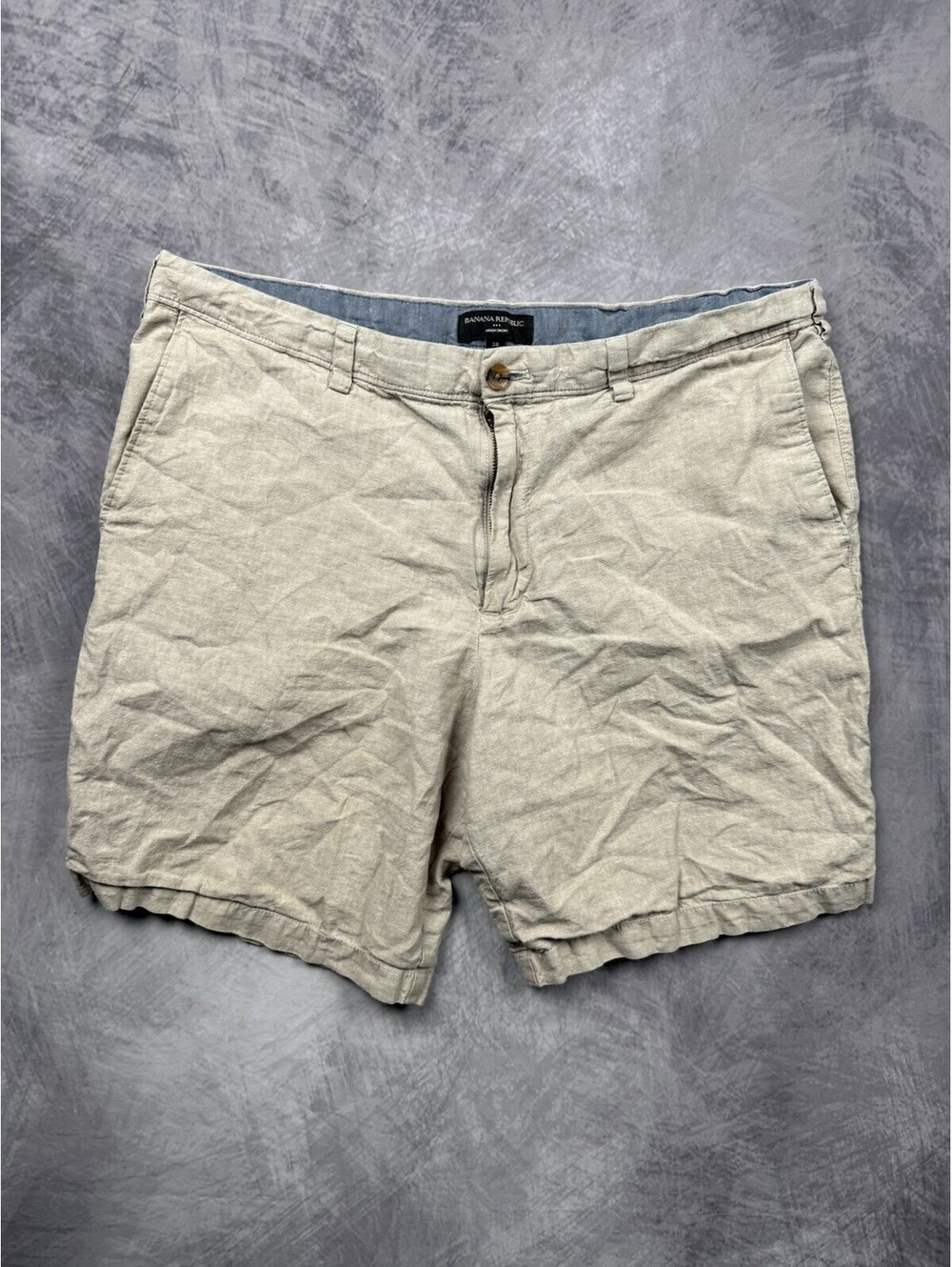 Banana Republic Shorts Mens 38 Beig Linen Cotton Aiden Lightweight Casual Summer